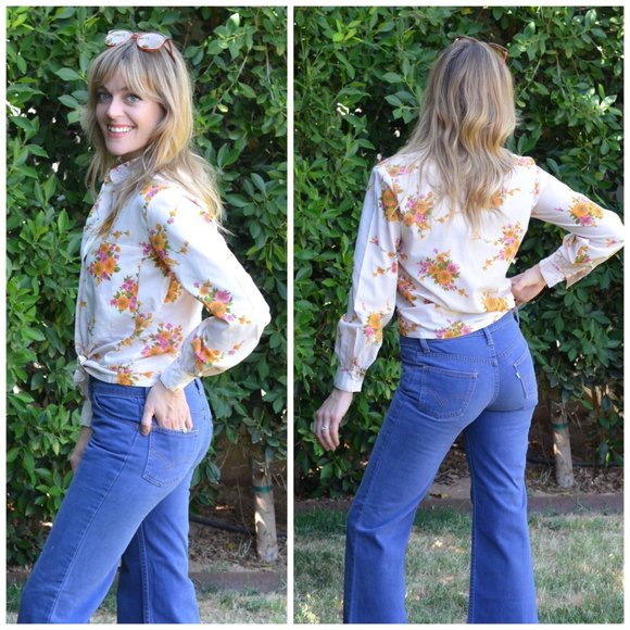 * SOLD *Vintage 1970s Floral Shirt - Picture 2 of 4